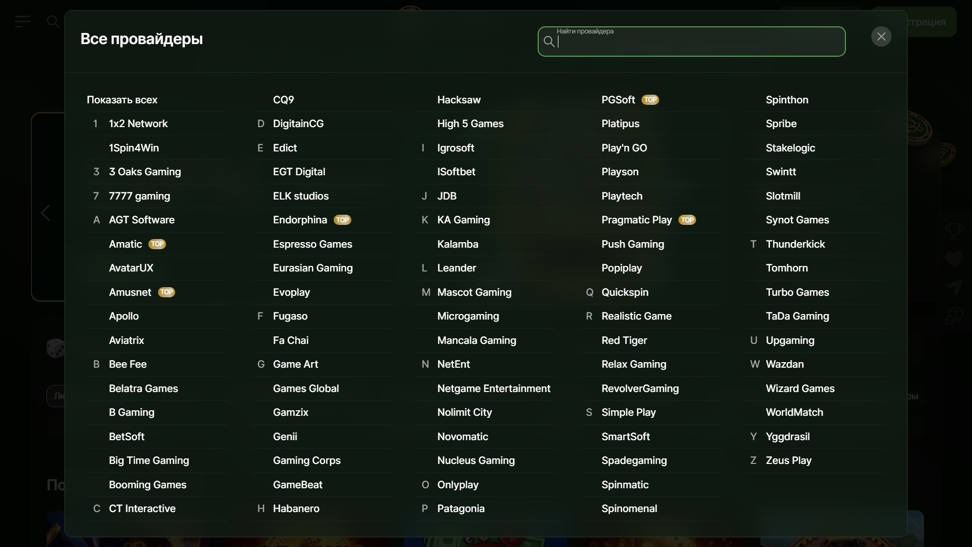перечень игровых провайдеров в казино riobet