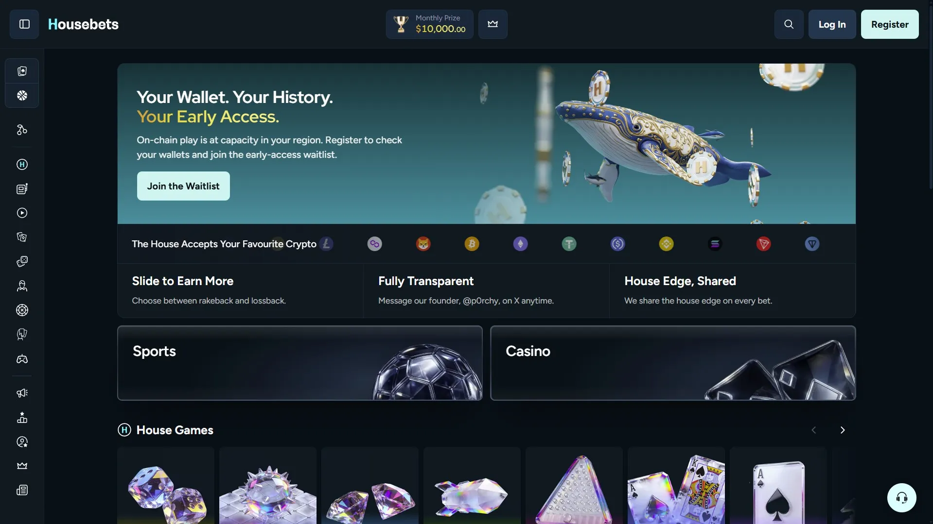 главная страница официального сайта housebets casino
